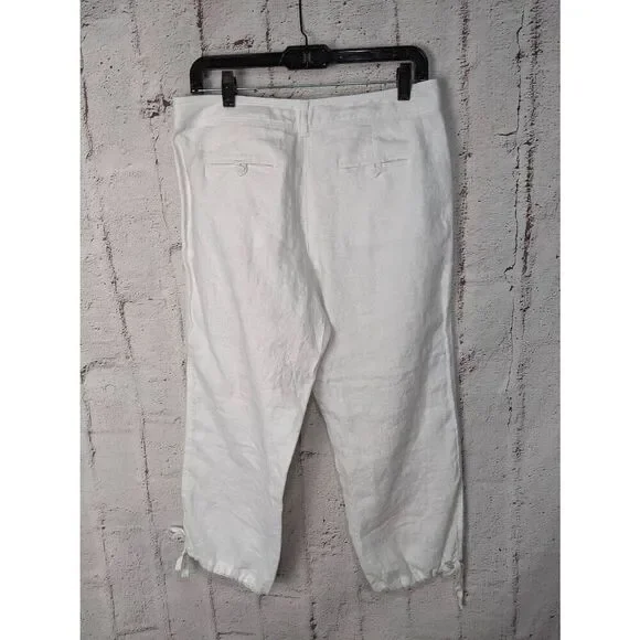 Tommy Bahama Aubrey fit Women’s White Linen Cropped Pants Sz 6 NWT - Picture 4 of 10